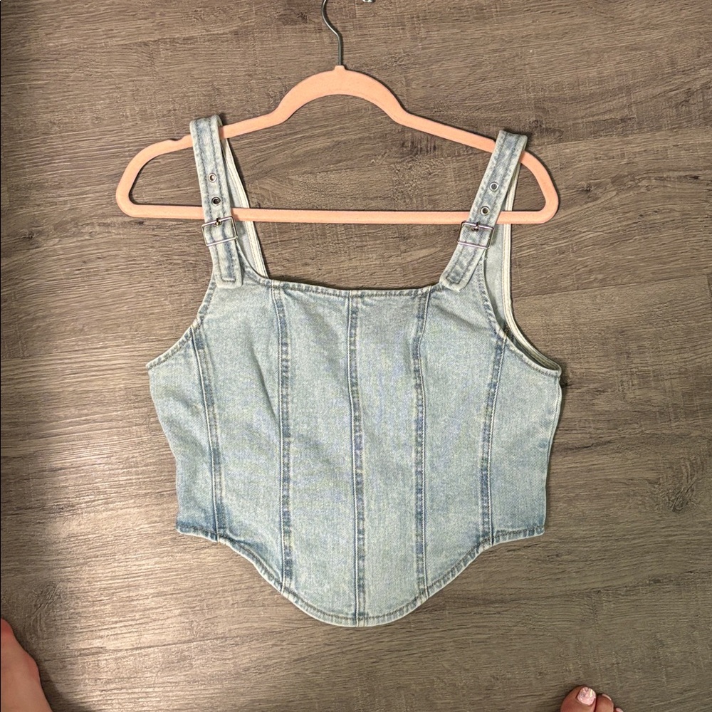 Light Blue Denim Corset Top